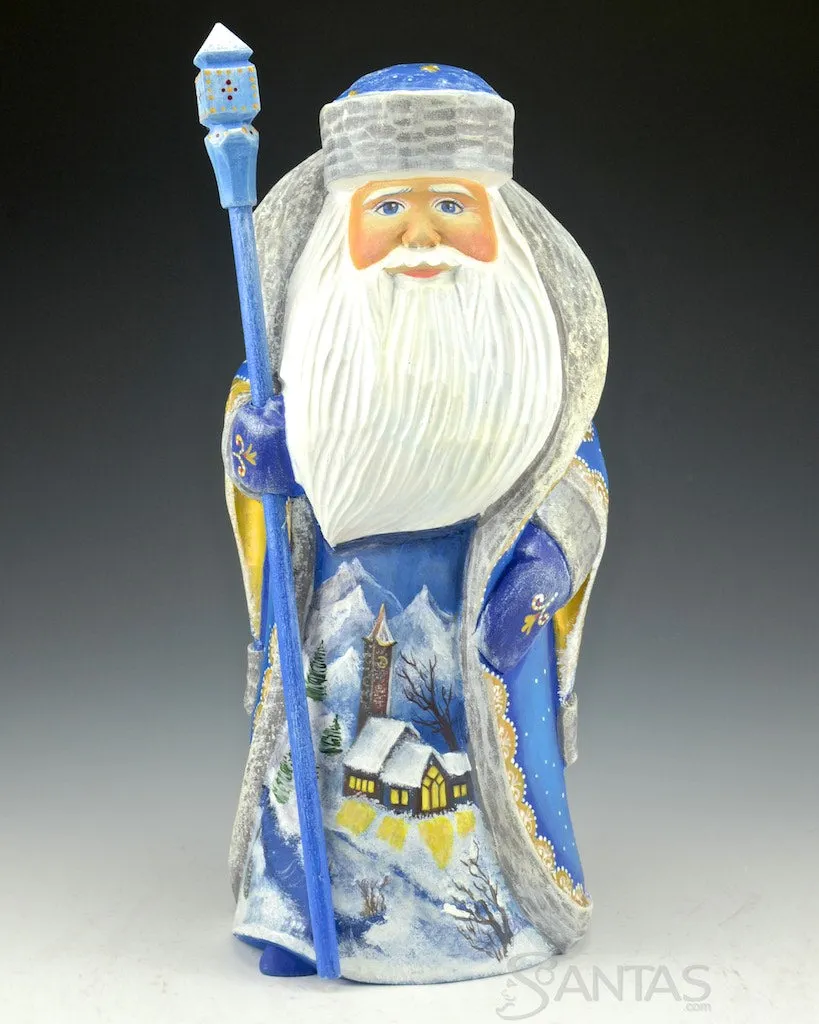 10 inch Blue and Gold Scenic Russian Santa