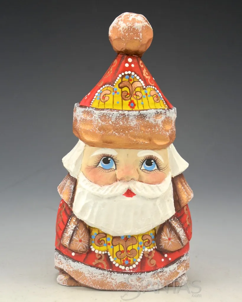 5.5 inch Festive Red Carved Russian Santa