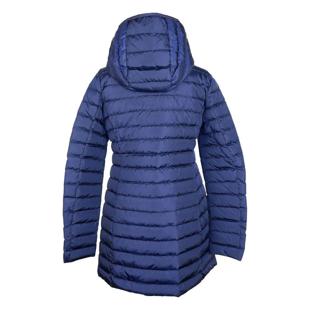 Add Elegant Blue Down Puffer Jacket with Hood