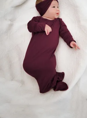 Baby Knot Gown  Set: Plum