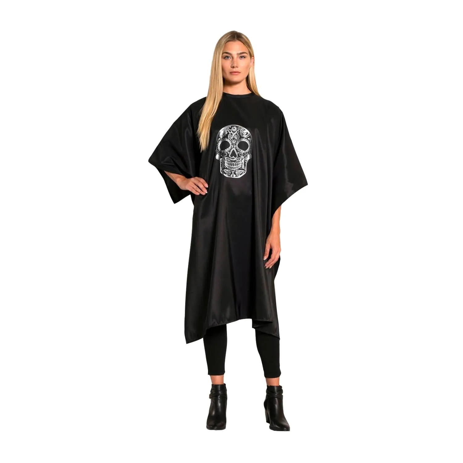 Betty Dain Sugar Skull Styling Cape - Black/Silver