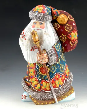 Colorful Russian Santa on Skis