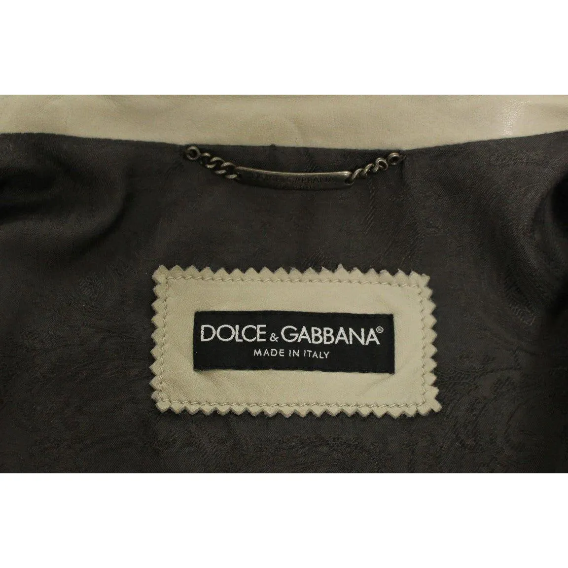 Dolce & Gabbana Elegant Beige Leather Lambskin Jacket