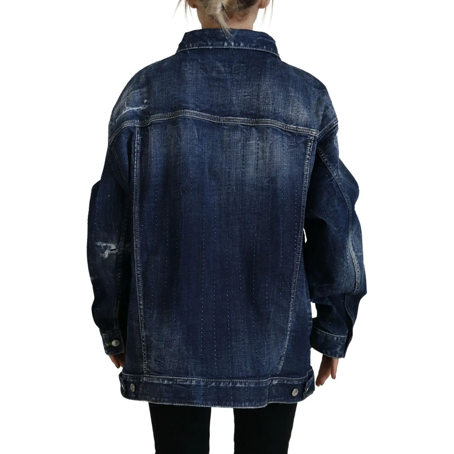 Dsquared² Blue Distressed Collared Denim Jacket