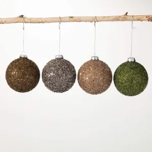 Encrusted Neutral Ornament Set