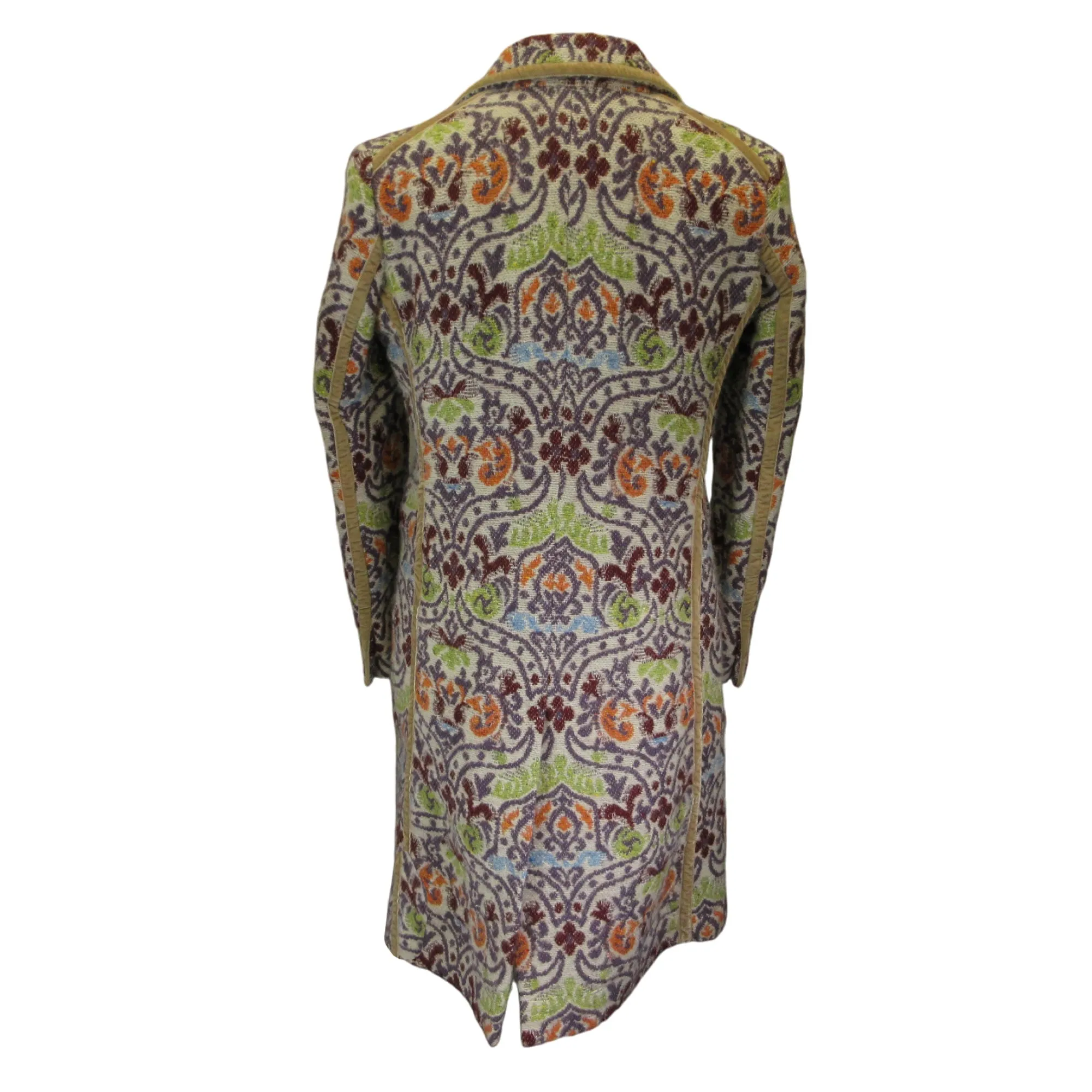 Etro Beige / Purple Multi Patterned Wool Coat