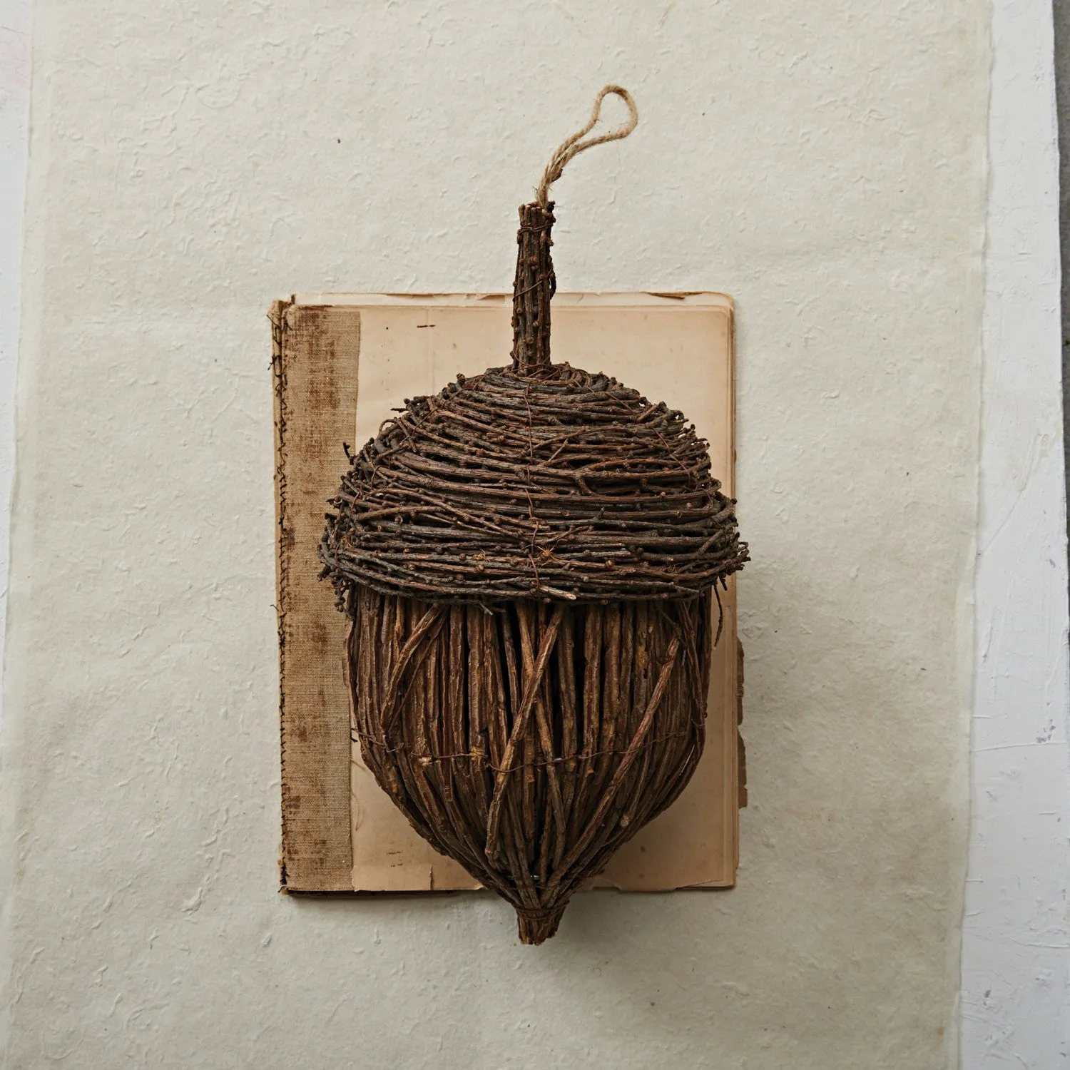 Hand-Woven Rattan Acorn Ornament