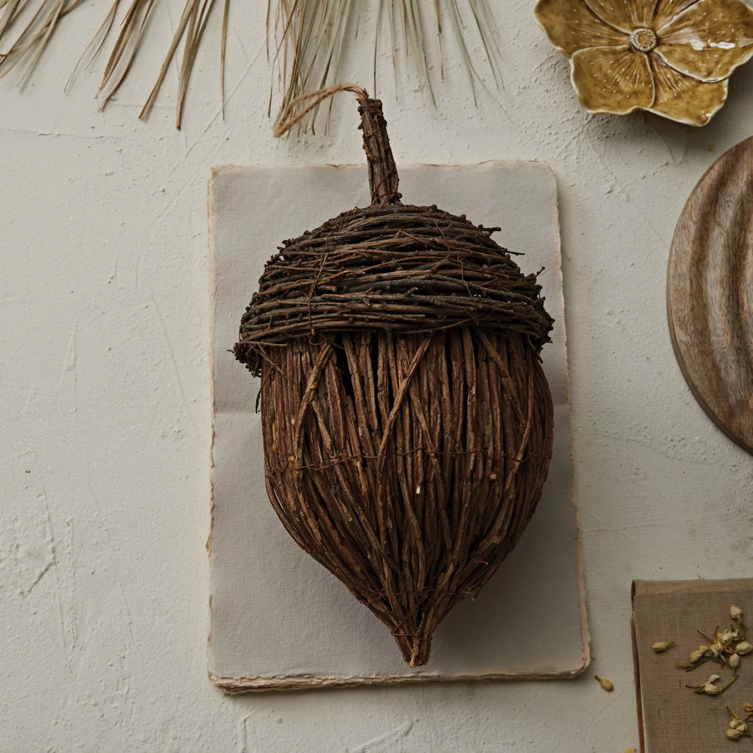 Hand-Woven Rattan Acorn Ornament