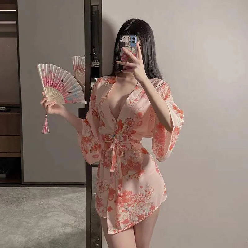 Japanese Kimono Roleplay Kawaii Pink Cute Sexy Cosplay Nightdress