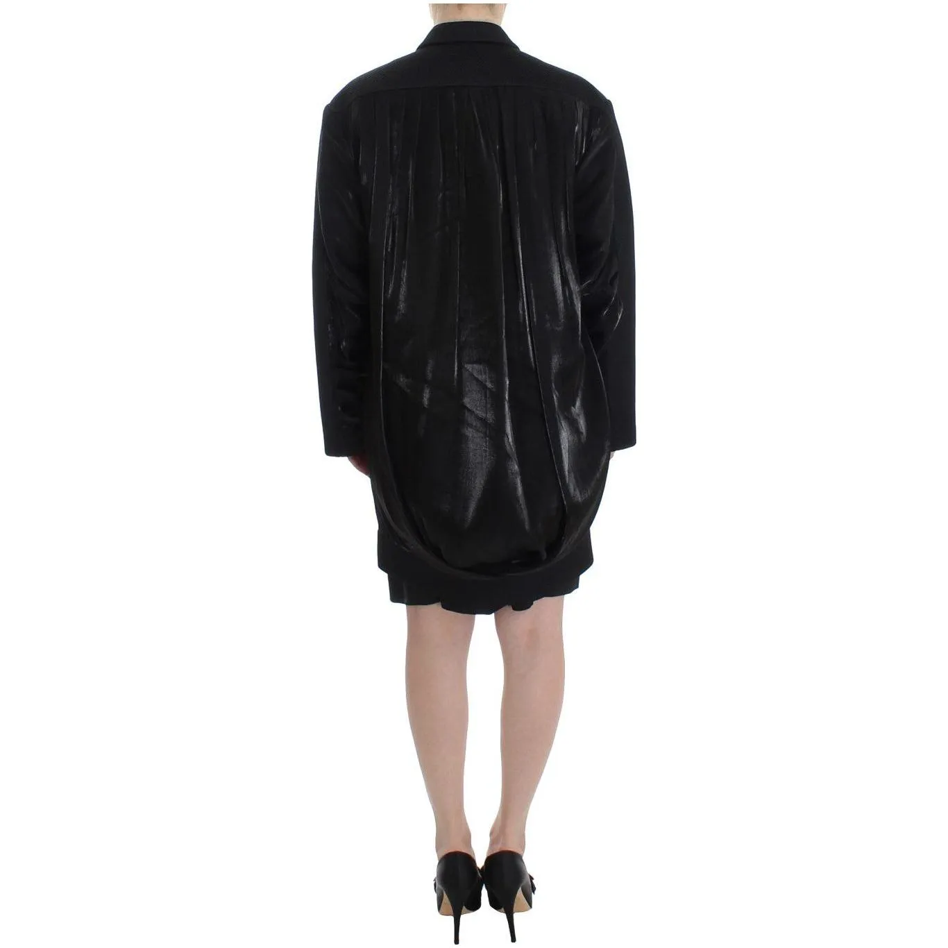 KAALE SUKTAE Elegant Draped Long Coat in Black with Red Accents