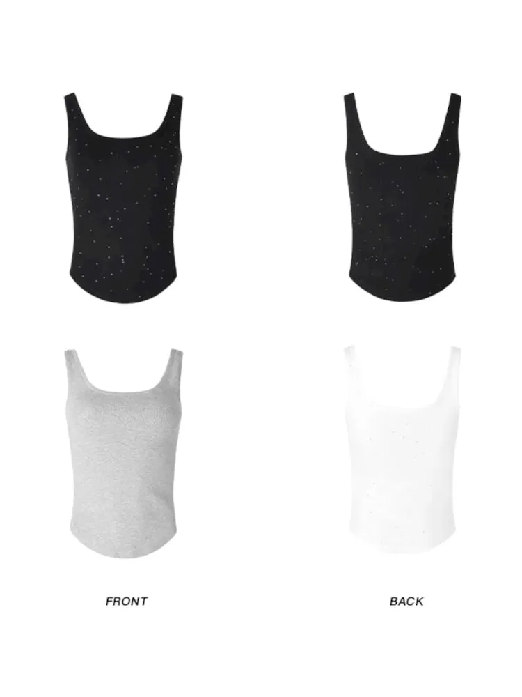 Large U Neck Rounded Hem Tank Top【s0000007353】