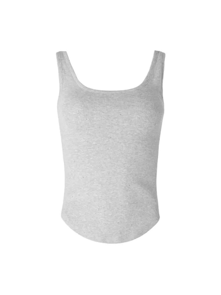 Large U Neck Rounded Hem Tank Top【s0000007353】