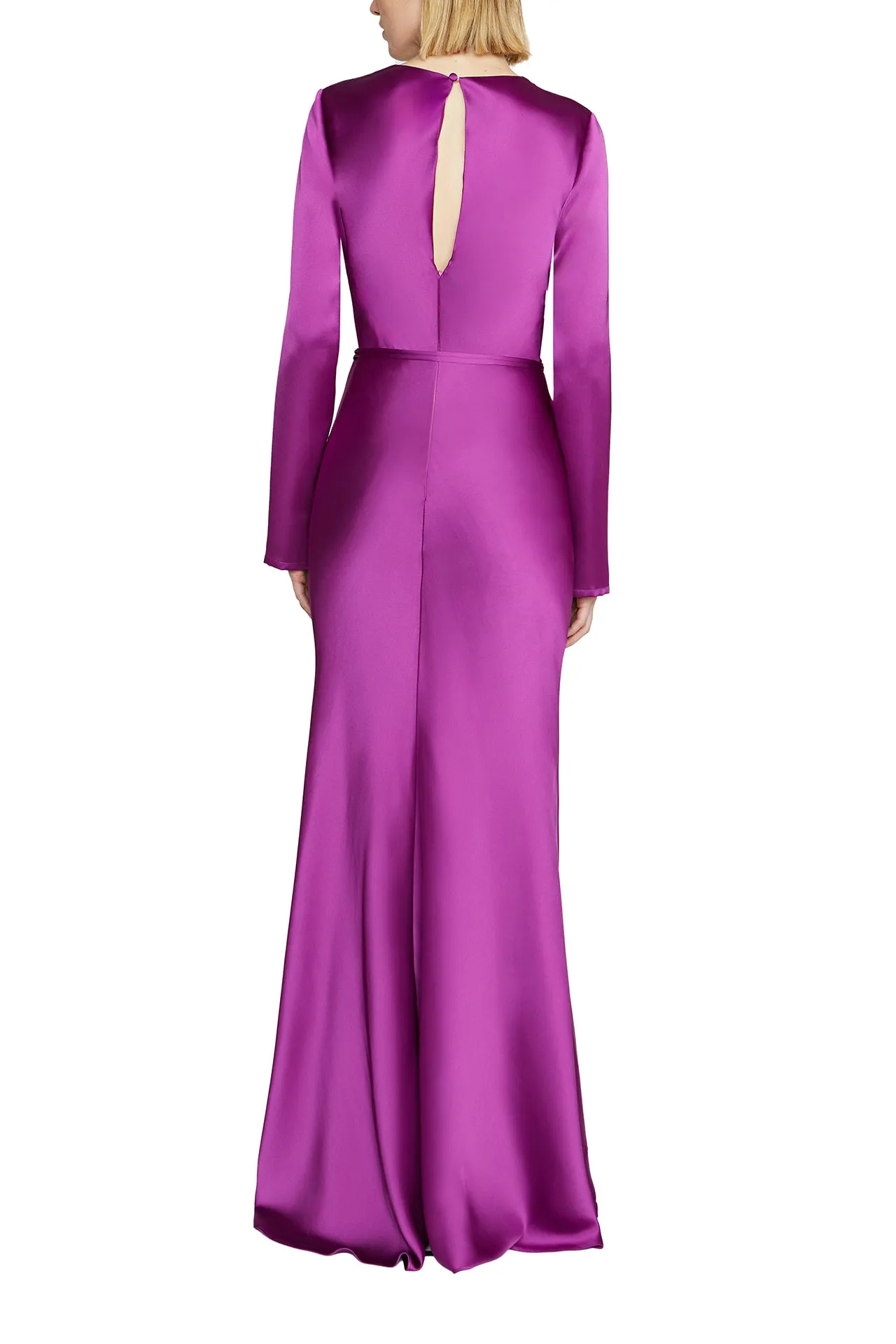 Long Sleeve Satin Gown