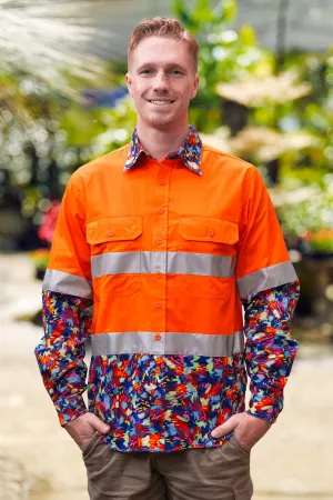 Men's Artsy Fartsy Orange Day/Night Hi Vis 2.0 Full Button Workshirt