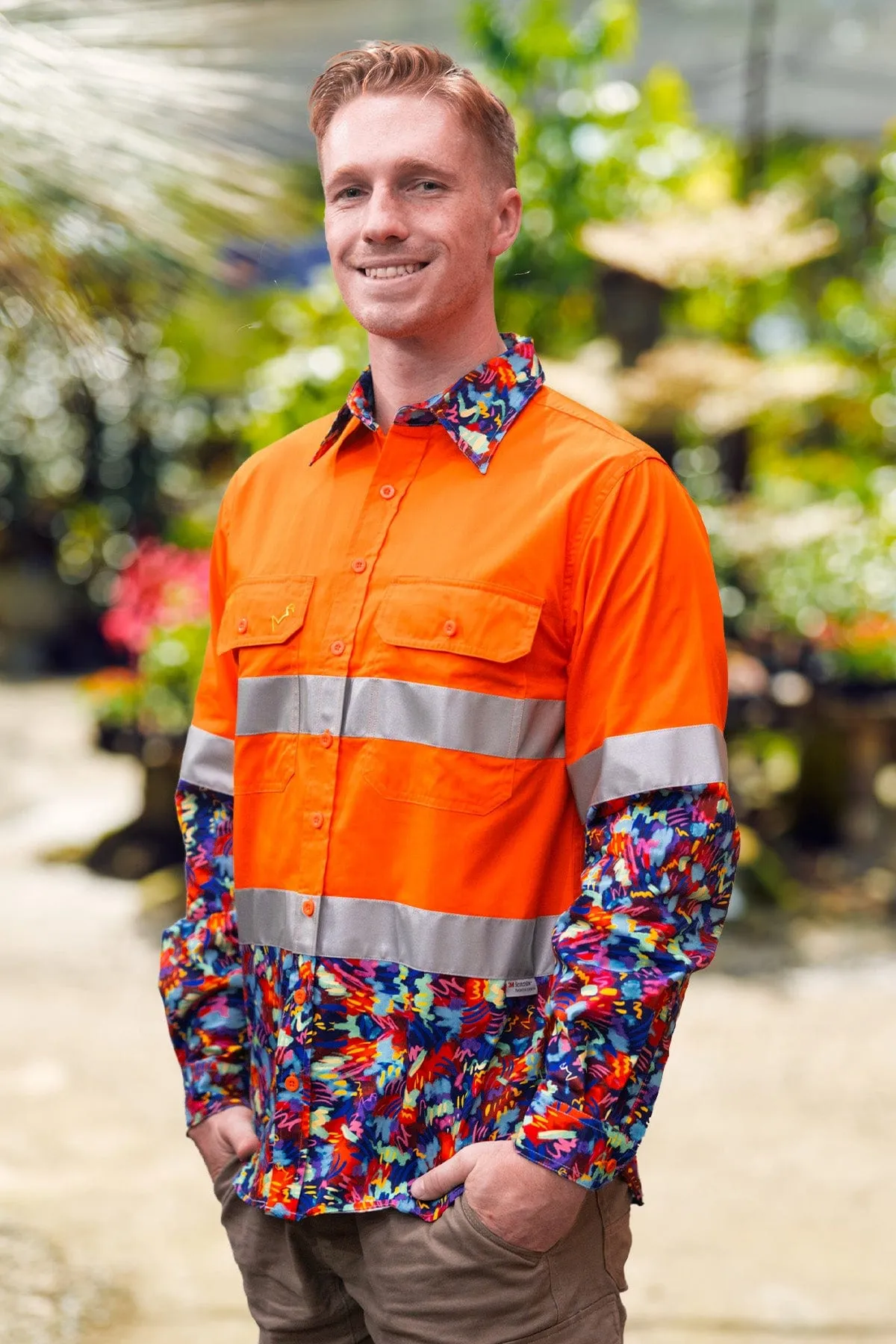 Men's Artsy Fartsy Orange Day/Night Hi Vis 2.0 Full Button Workshirt