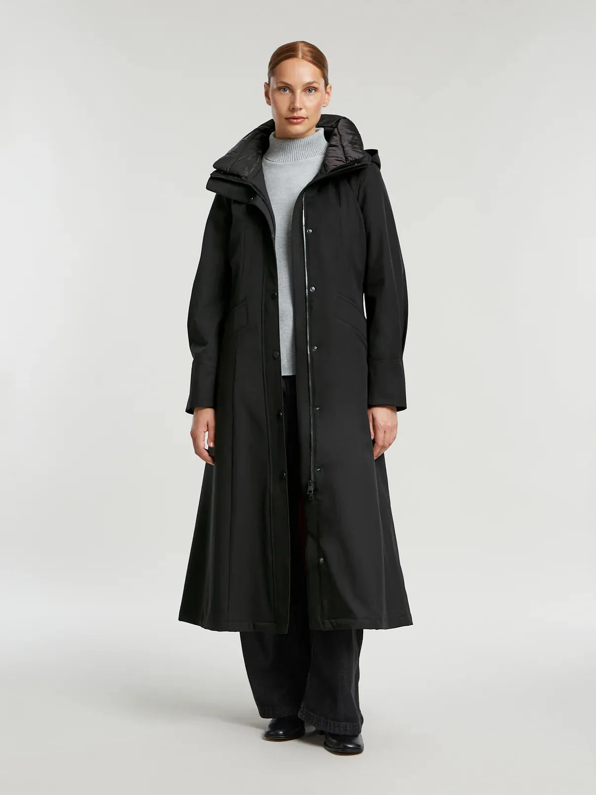 Molly Pleated Waterproof Black Raincoat