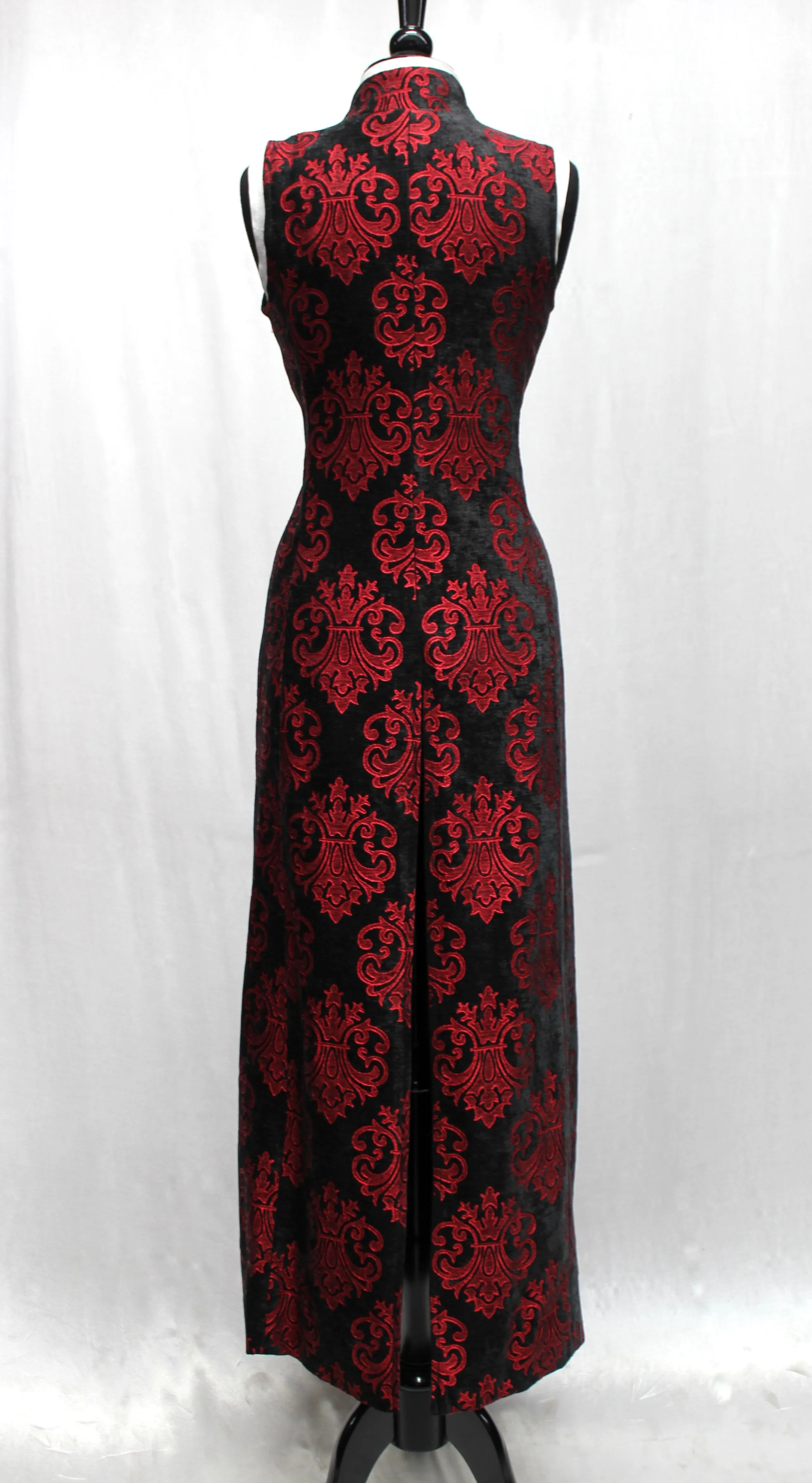 NECROMANTIC COAT/VEST - RED ON BLACK VELVET BROCADE