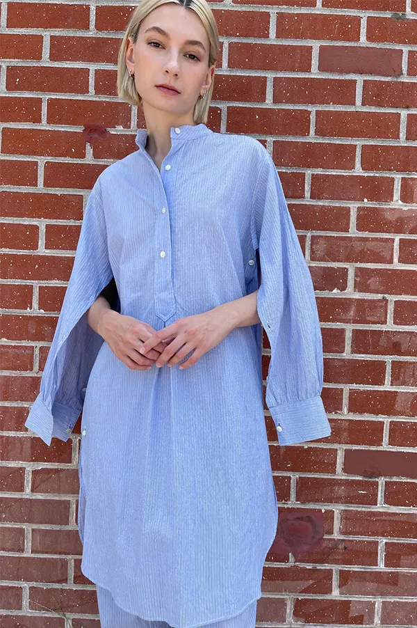 Provence Shirt Dress in Blue Stripe