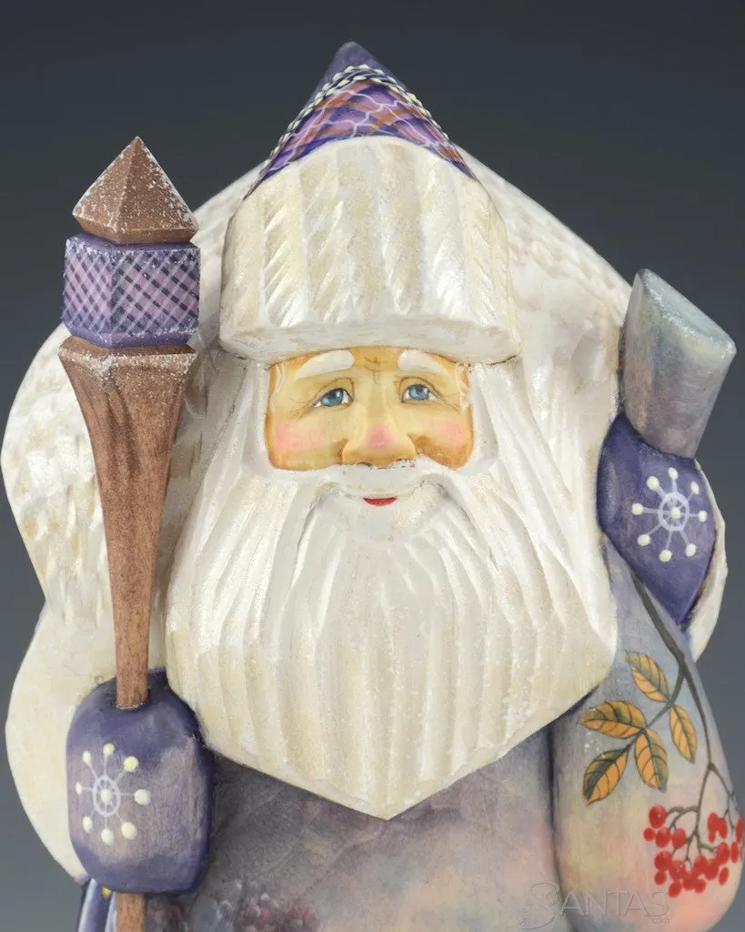 Purple and Pearl Scenic Russian Santa with Toy Bag