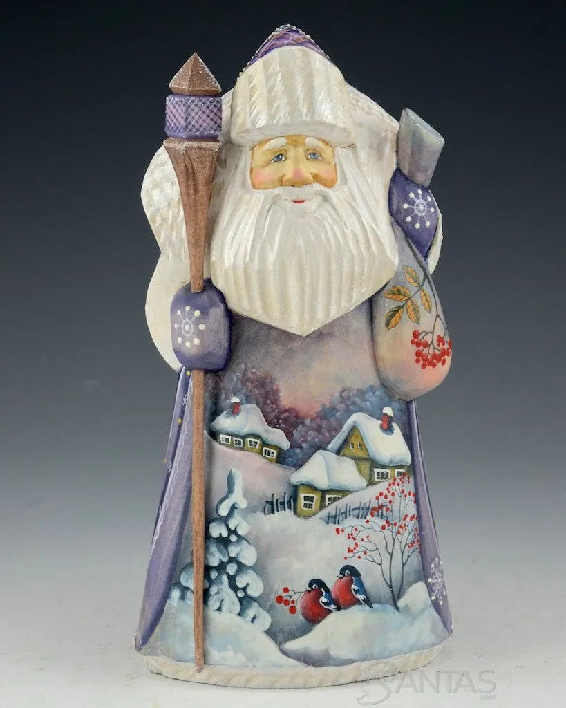 Purple and Pearl Scenic Russian Santa with Toy Bag