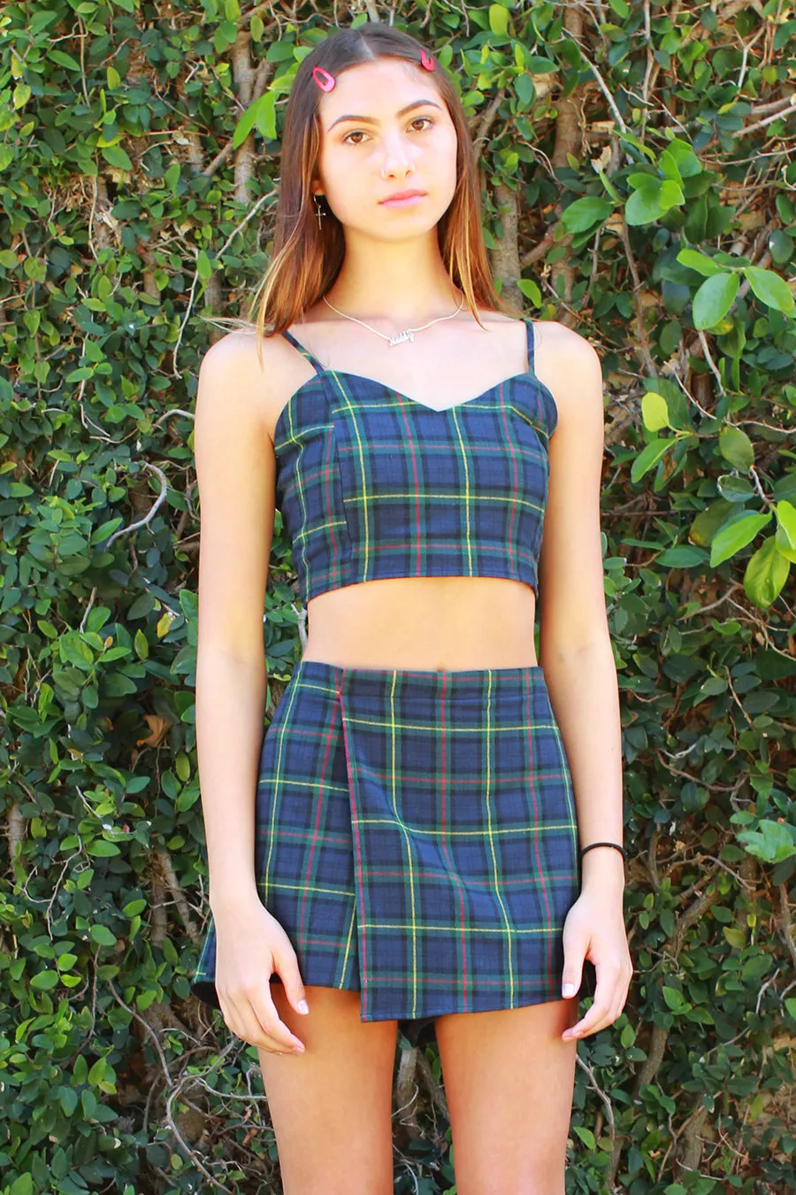 Skorts - Flannel Blue Green Plaid