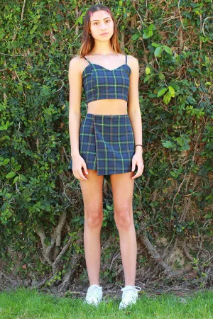 Skorts - Flannel Blue Green Plaid