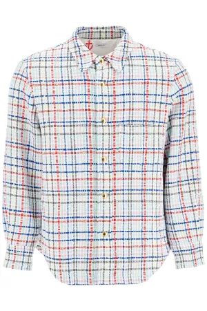 Thom browne multicolor gingham tweed shirt jacket