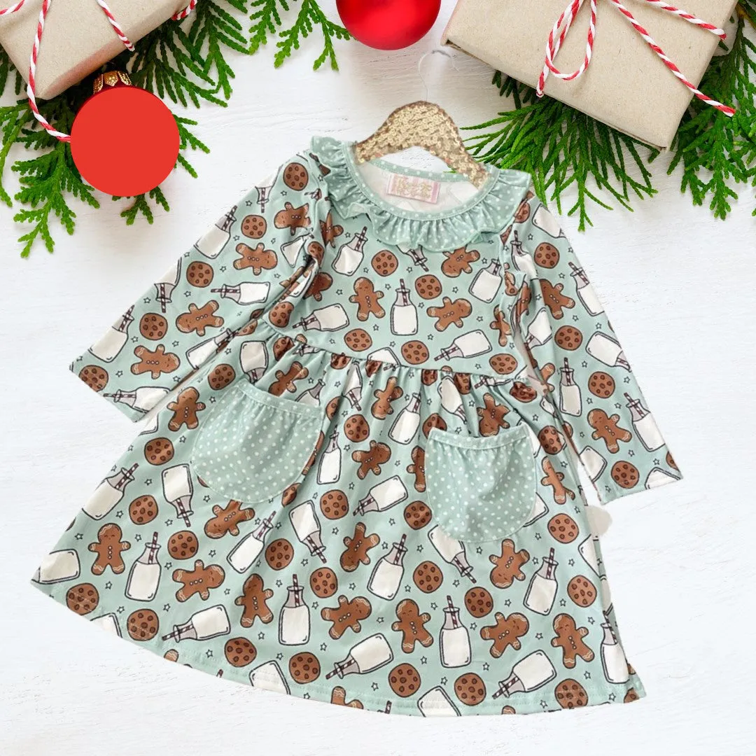 Winter Fun Girls Twirl Dresses - Mint Cookies & Milk