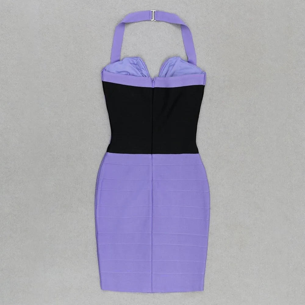 Women's Striped Halter Mini Bandage Dress Sleeveless - GFIT